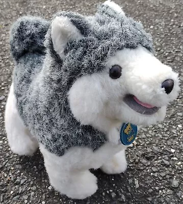 Excellent/Vintage Dakin Gray/White Husky Dog 12x11 Plush Toy - Made In Mexico • $20