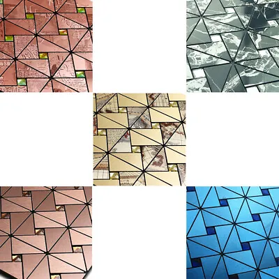 4x Mosaic Tile Stickers Self-adhesive Metal Black Squares Aluminium Backsplash • $19.43