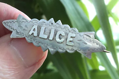 Vintage Edwardian Sterling Silver Name Brooch  -  Birmingham 1909  - ALICE  • £68.99