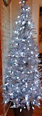 Vickerman Silver Tinsel Slim Christmas Tree 6.5 Feet • $299