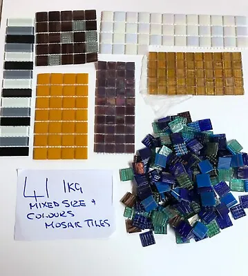 Mosaic Tiles Craft Job Lot 1 Kg  Different Colours & Sizes As Pictures • £8