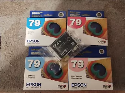 Genuine Lot 5 Epson 79 Ink Black Cyan Magenta Stylus Photo 1400 Artisan 1430 New • $39