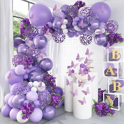 Pateeha Purple Balloon Garland Kit 145 Pcs Butterfly Purple Baby Shower Decor... • $20.52