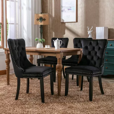 2PCS Velvet Upholstered Dining Chairs Set Button Tufted Leisure Bar Chairs NEW • $179.99