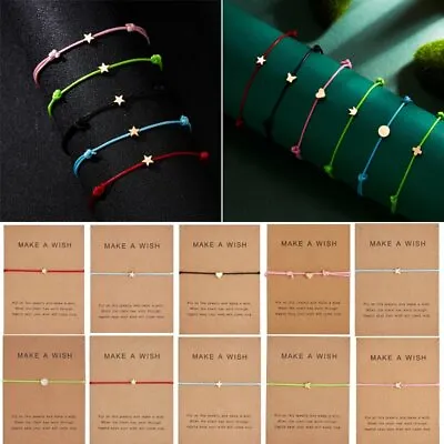 Fashion Make A Wish Bracelet Rope String Lucky Bracelet Women Adjustable Gift • £2.63