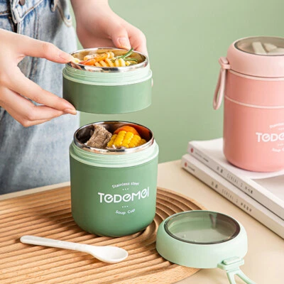 $26.19 • Buy 2-Layer Thermos Food Flask Stainless Steel Insulated Lunch Soup Jar Container 🔥