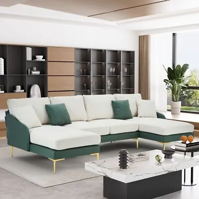 Modern U-Shaped Sectional Sofa Convertible Upholstered Couch With 4 Throw Pillow • $609.98