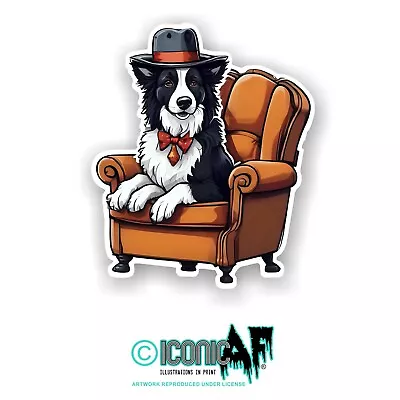 Funny Gangster MOB Border Collie Dog Hat & Tie Vinyl Car Sticker Decal 10cm • £2.59