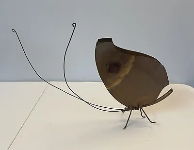 Vintage Bronze Copper Metal Wire Art 3D 9” Butterfly Sculpture Long 15” Antenna • $29.99