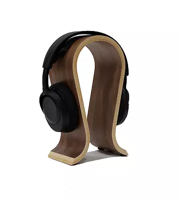 Walnut Curved Headphone Display Stand | For Gaming And Work Headphones • $30