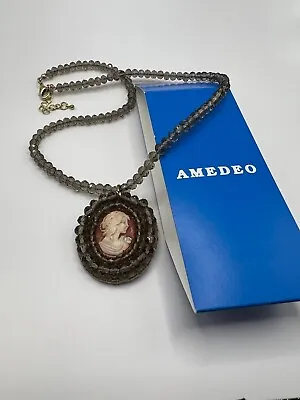 Amedeo NYC Cameo Medallion Beaded Necklace • $15.12