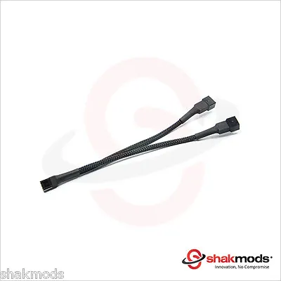 Shakmods 3 Pin Fan Y Splitter 20cm Black Sleeved Extension Cable UK First Class • $4.96
