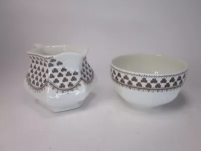  Adams Sharon Milk Creamer Jug & Sugar Bowl  Brown Shamrocks Clover Design • £10