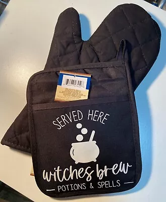 Witches Brew Pot Holders Heat Resistant Kitchen Mitts Hot Pad Home Decor Black • £4.82