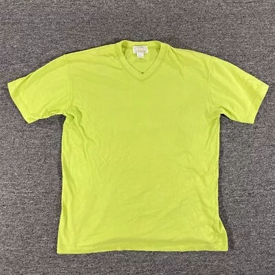 $11.04 • Buy VINTAGE Cotton Collectables Shirt Mens Large Green Short Sleeve V Neck Hanes Tee