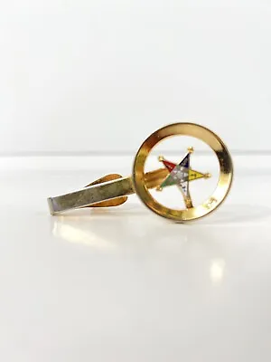 Masonic O.E.S. Tie Clip / Tie Bar - Gold Color Order Of The Eastern Star Symbol • $9.95