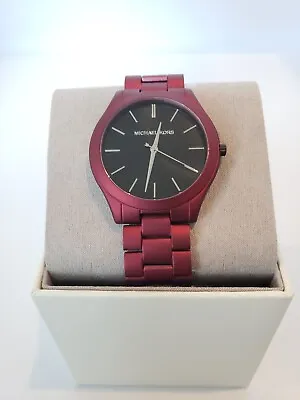 Michael Kors Mens Slim Runway Burgandy Red Steel Black Dial Watch NIB MK8712 • $164.99