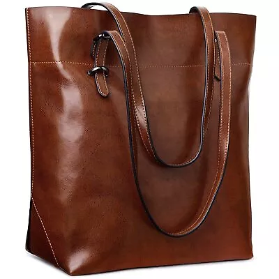 Vintage Genuine Leather Tote Shoulder Bag Handbag Big Large Capacity 2.0 • $78.96