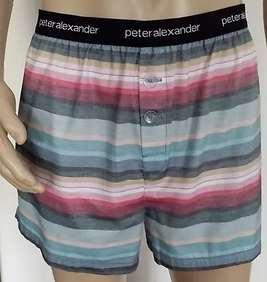 PETER ALEXANDER PJS SALE Mens Havana Stripe Boxer Shorts Size XXL BNWT Cotton PJ • $28