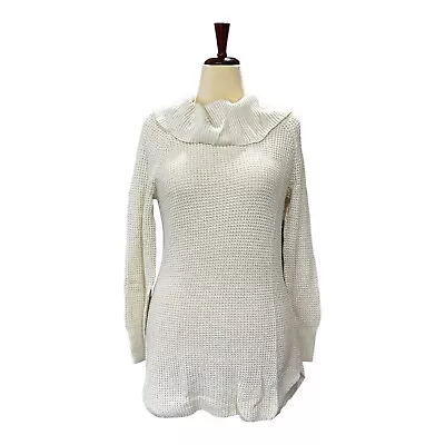 Relaxed Sweater Knitted Lightweight Turtleneck Women’s M Cream Ivory Long-sleeve • $17