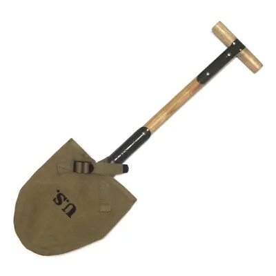 WW2 US M1910 T-Handle Entrenching Tool Shovel With Khaki Carrier Cover • $32.78