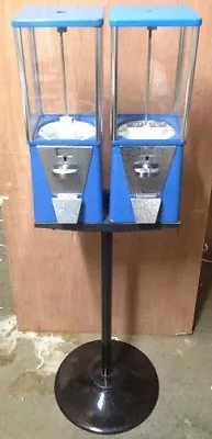 75cent & 25c Double Oak Vista Candy Gumball Vending Machine W/ Pipe Stand DECENT • $140