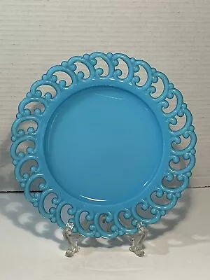 Vintage Fenton Reverse C Blue Opaline Milk Glass Plate 8 1/4” • $55.99