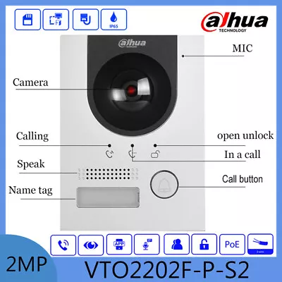 Dahua Original VTO2202F-P-S2 2-wire IP Villa Door Station Outdoor Video Intercom • $146.99