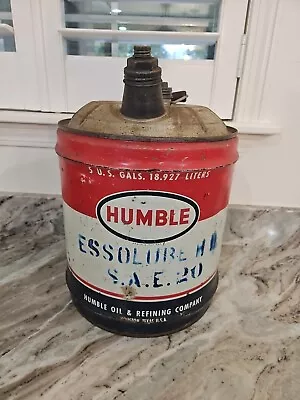 Vintage Humble Oil Gas 5 Gallon Oil Can Humble Oil & Refining Co. Houston Texas • $211.50