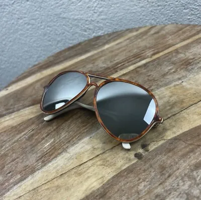 Vintage L 70s SKI Tortoise Mirrored Lens Bruce Lee Tri-Stripe Aviator Sunglasses • $98