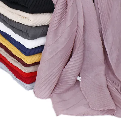 Women's Crinkle Hijabs Cotton Scarf Shawls Muslim Wraps Head Scarves Long Turban • $8.16