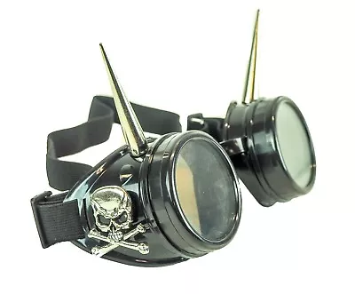 Skull Crossbones 3  Spike Steampunk Victorian Welding Black Goggles Punk Goth • $19.99