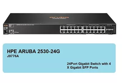 ARUBA 2530-24G  24Port Managed Gigabit Switch J9776A FACTORY RESET + POWER CORD • £139.99