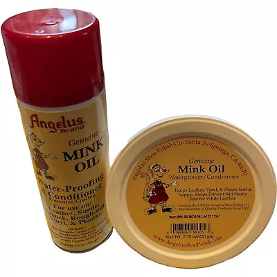 Angelus Mink Oil Compound Leather Vinyl Conditioner 7.75oz Paste & 5.5oz Spray • $29.99