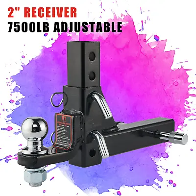 TYT Adjustable Trailer Hitch Ball Mount 2  Towing Ball 7500LBS Fits 2  Receiver • $75.99