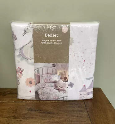 £24.99 • Buy NEXT Magical Swan Castle Duvet Cover Set SINGLE 100% Cotton Pink Girls Kids BNIP