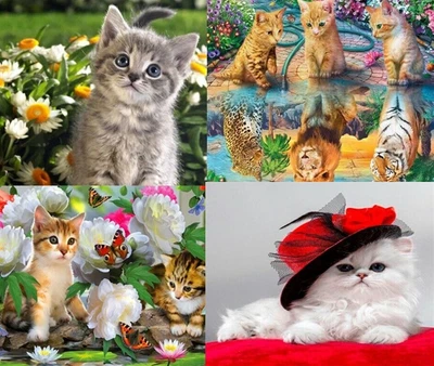 $11.95 • Buy 5D Diamond Painting Kits Full Drill Round Cats Home Decor Art Craft