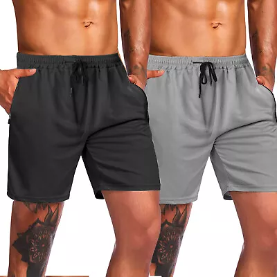 Mens Running Shorts Breathable Sports Workout Fitness Gym Training Short Pants • $14.99