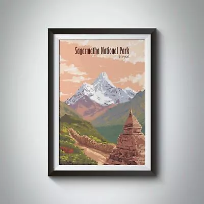 £260 • Buy Mount Everest Sagarmatha National Park Nepal Travel Poster - Bucket List Prints