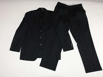 Chaps Men's Pinstripe 3 Button Suit Size 44 Regular 36 X 31 Black 100% Wool 44R • $62.99