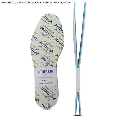 ACTI-FRESH MENS LADIES INSOLES THIN ODOUR EATERS SANITIZED SPORTS SIZE 3 To 17 • £2.41