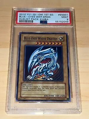 Yu-Gi-Oh PSA 9 Blue-Eyes White Dragon DPKB-EN001 1st Edition Duelist Pack Kaiba • $195