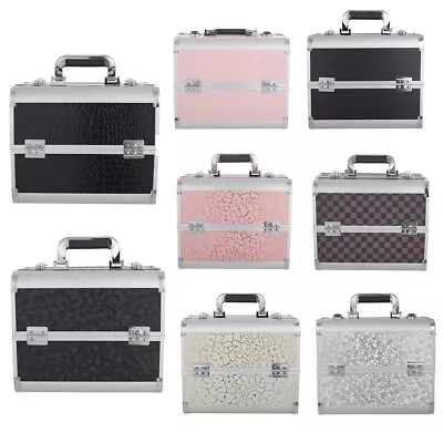 Vanity Case Makeup Storage Box Travel Beauty Cosmetic Organiser Lockable W/ Keys • £18.95