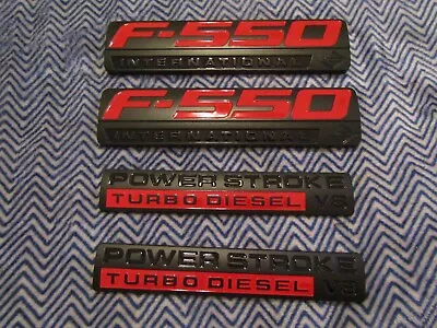 4pcs F-550 International Power Stroke Diesel Fender Emblems (black Red) • $59.99