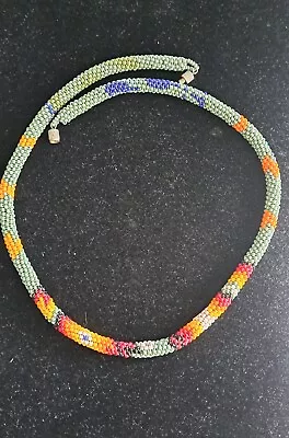 Vintage Peyote Stitch Twist Beaded Necklace 14    • $33