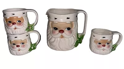 Vintage Josef Originals Santa Claus 6” Pitcher & 3 Santa Mugs Coffee Cups READ • $85.84