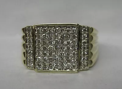 MENS 10K SOLID GOLD GENUINE 1.00ct. DIAMOND CLUSTER RING 7.9 GRAMS SIZE 10 • $679.95