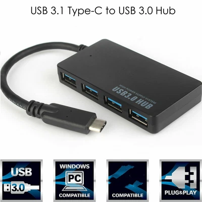 $6.99 • Buy USB C Hub Type C Hub Adapter With 4 USB 3.0 Ports For Phone Tablet Laptop OZ AU