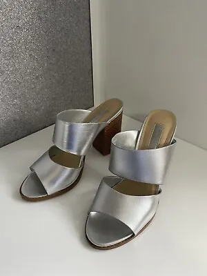 Ladies Silver Metallic Shoes Size 7 Sandals Mules Holiday Wedding Party • £15.99