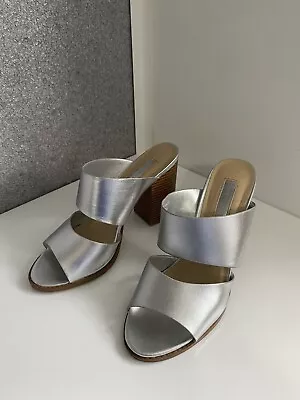 Ladies Silver Metallic Shoes Size 7 Sandals Mules Holiday Wedding Party • £15.99